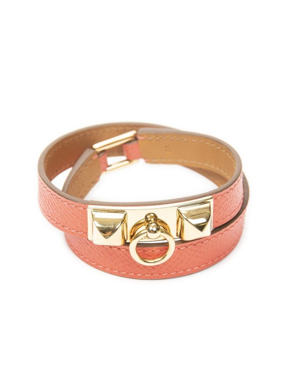 Hermes Rivale Double Tour Bracelet Pink Epsom Leather